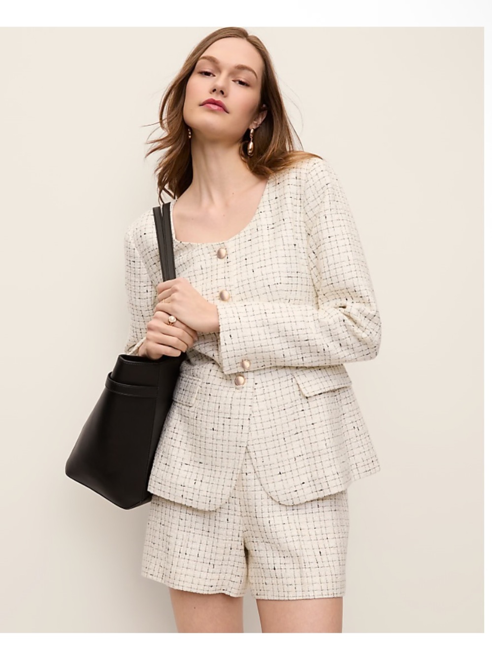 Ann Taylor Cream Tweed Blazer with Gold Buttons NWT 2P